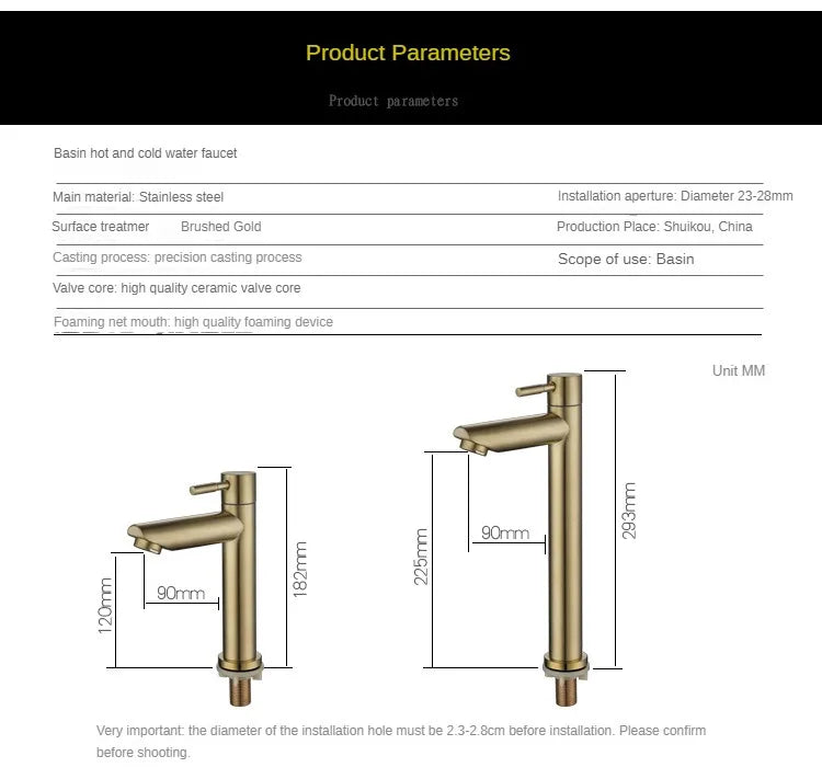 Stainless Steel Ceramic-Valve Bathroom Faucet (Single-Handle)