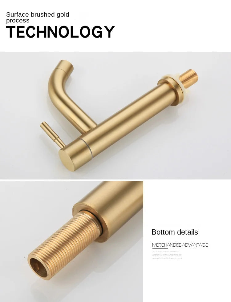 Stainless Steel Ceramic-Valve Bathroom Faucet (Single-Handle)