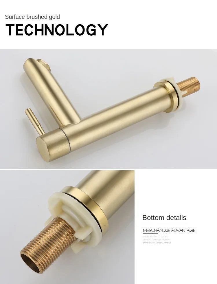 Stainless Steel Ceramic-Valve Bathroom Faucet (Single-Handle)
