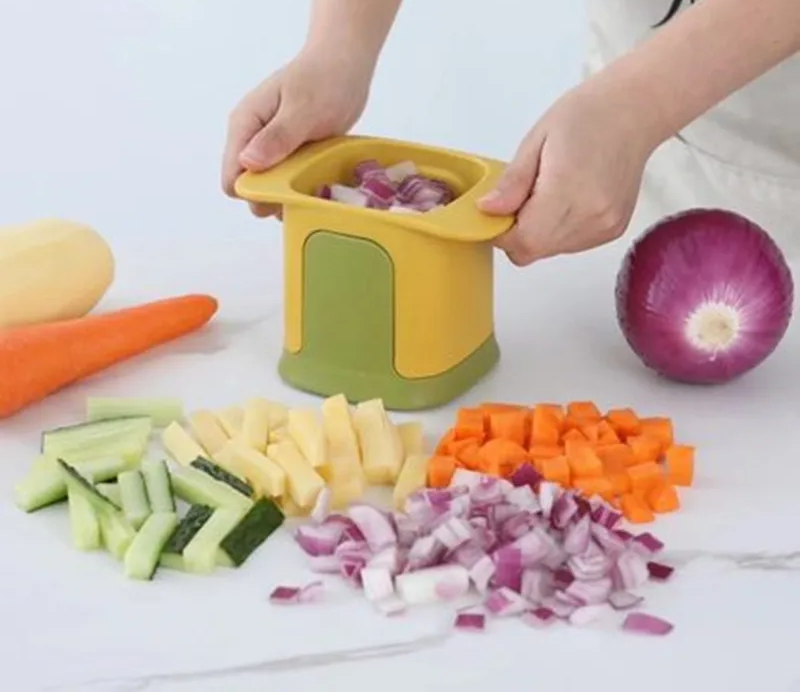 Stainless Steel Hand-Press Vegetable Cutter (BPA-Free Frame)