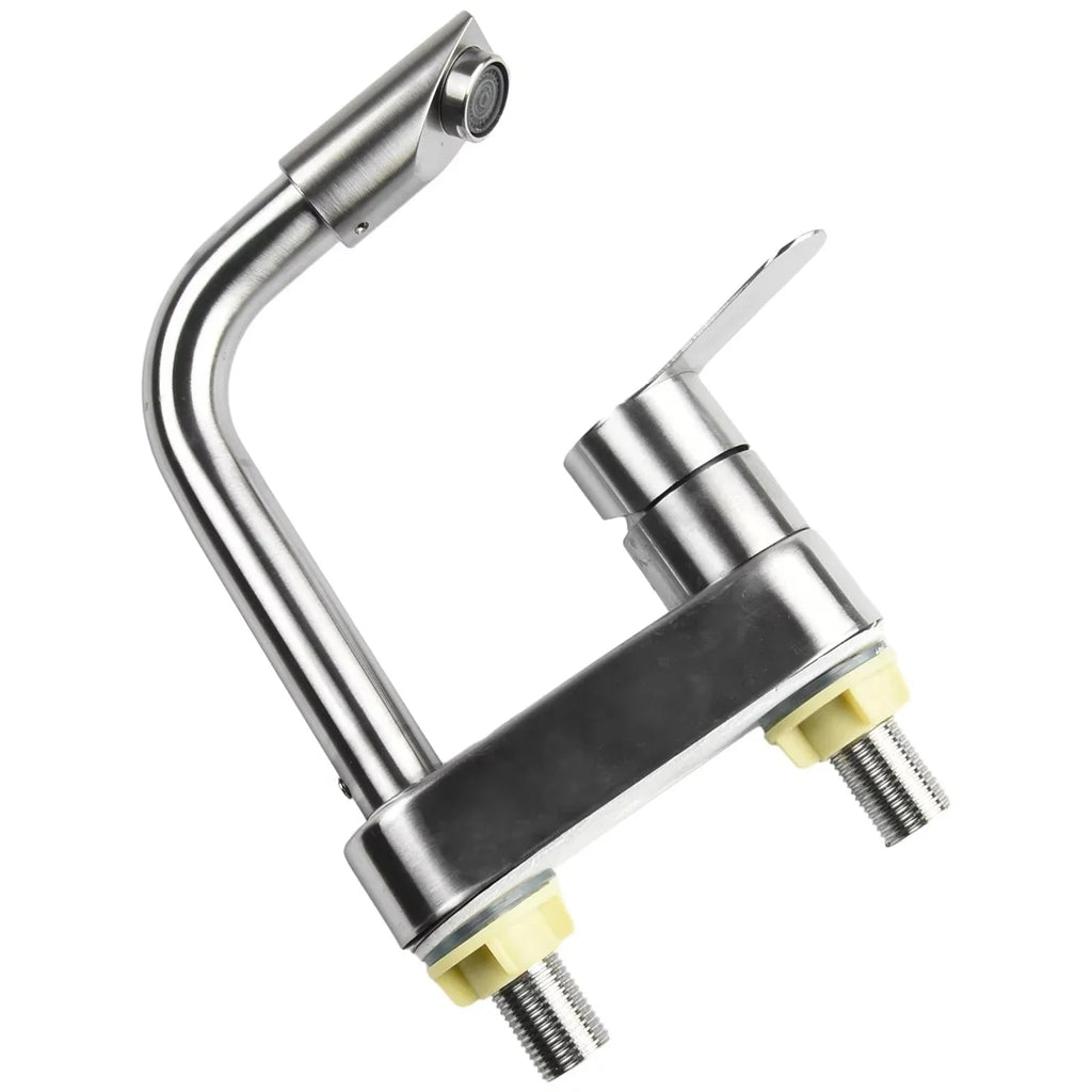 Stainless Steel Single-Handle Hot & Cold Kitchen Faucet (Deck-Mount)