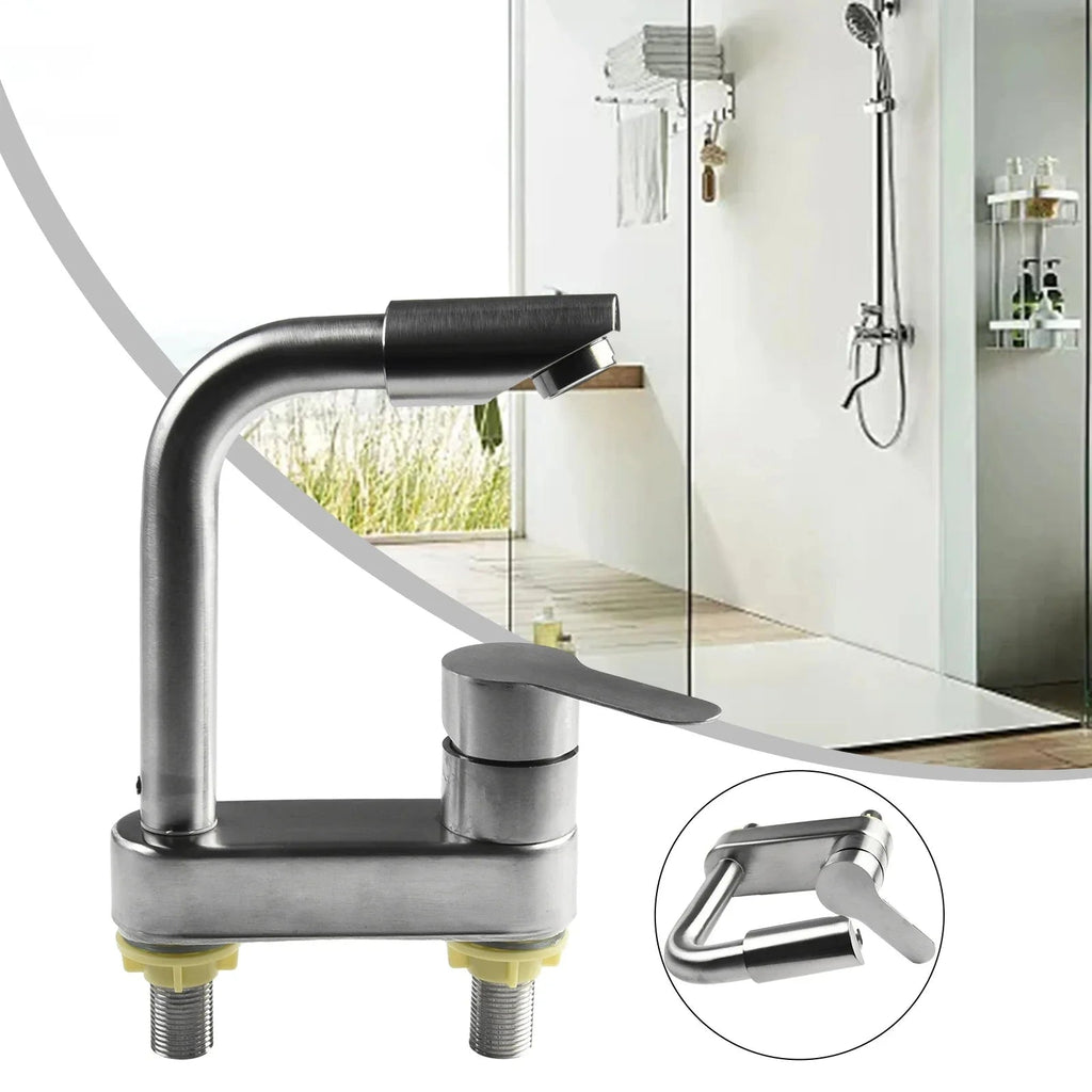 Stainless Steel Single-Handle Hot & Cold Kitchen Faucet (Deck-Mount)