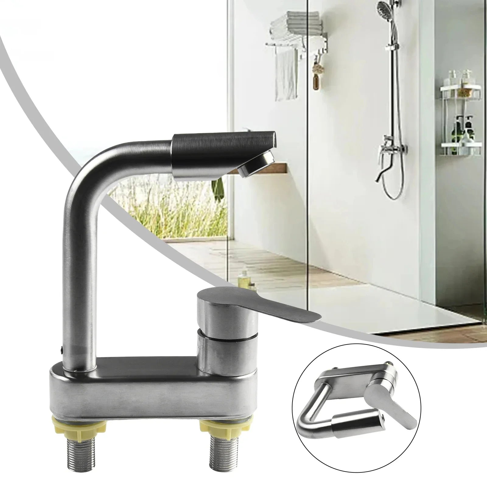 Stainless Steel Single-Handle Hot & Cold Kitchen Faucet (Deck-Mount)