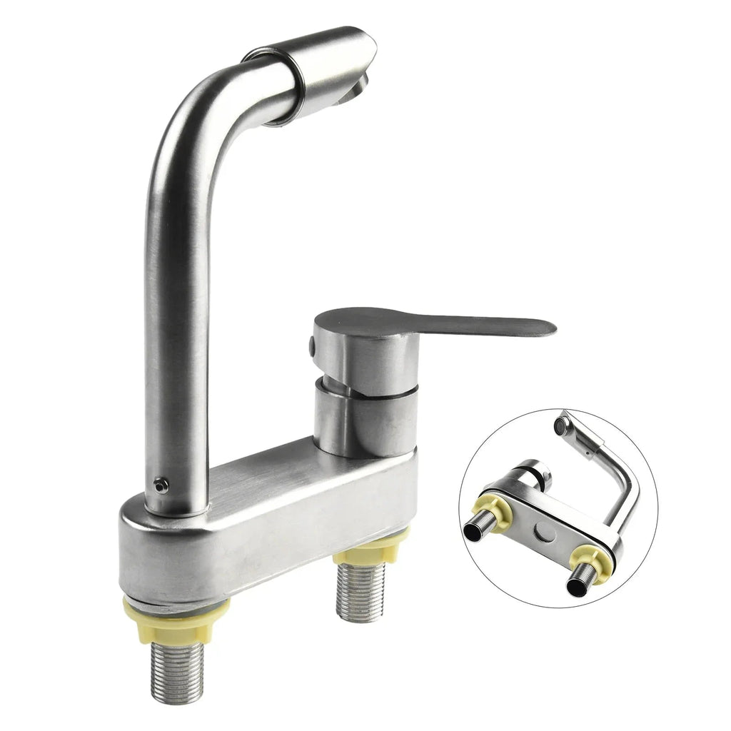 Stainless Steel Single-Handle Hot & Cold Kitchen Faucet (Deck-Mount)