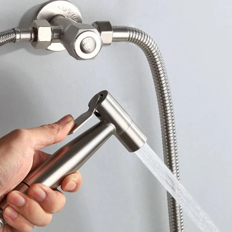 Stainless Steel Water-Saving Horizontal Stream Handheld Bidet Sprayer