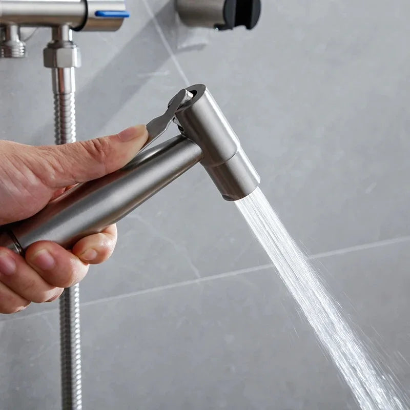 Stainless Steel Water-Saving Horizontal Stream Handheld Bidet Sprayer