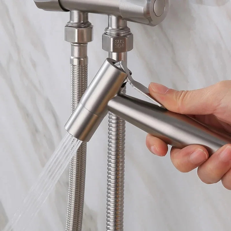 Stainless Steel Water-Saving Horizontal Stream Handheld Bidet Sprayer