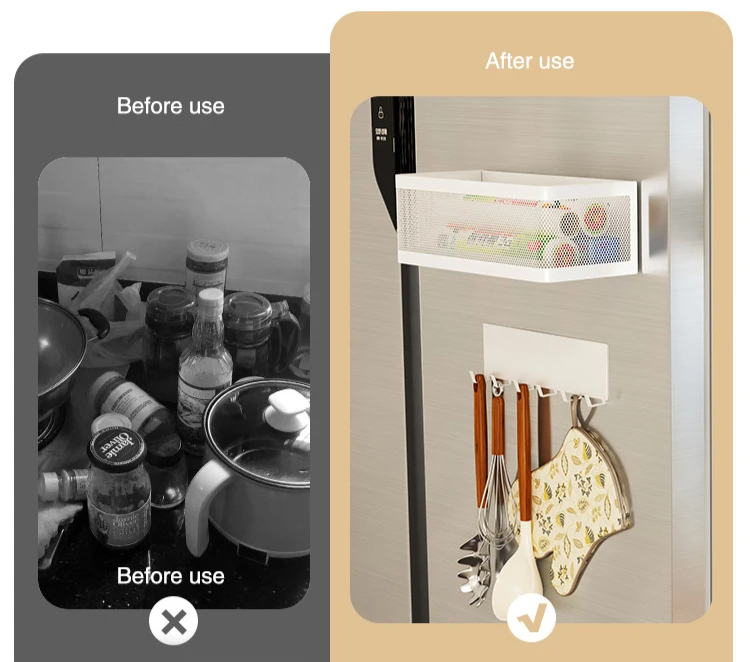 Strong Magnetic Tool-Free Fridge Side Shelf