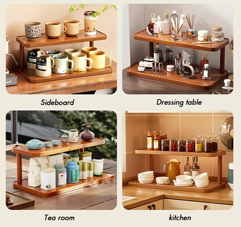 Sustainable Bamboo 2-Tier Countertop Organizer