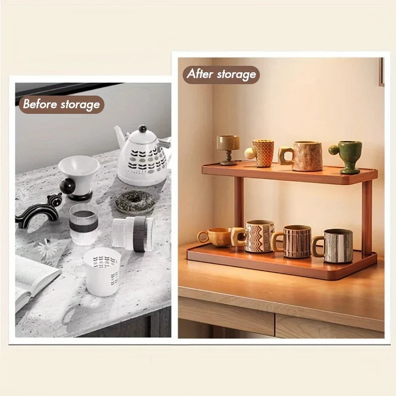 Sustainable Bamboo 2-Tier Countertop Organizer