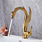 Swan-Shaped Waterfall Brass Bathroom Sink Faucet