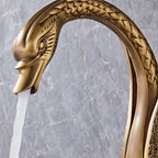 Swan-Shaped Waterfall Brass Bathroom Sink Faucet
