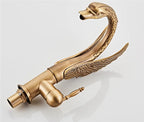 Swan-Shaped Waterfall Brass Bathroom Sink Faucet