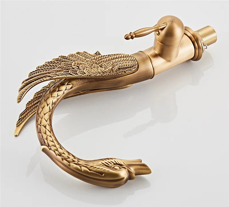Swan-Shaped Waterfall Brass Bathroom Sink Faucet