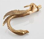 Swan-Shaped Waterfall Brass Bathroom Sink Faucet