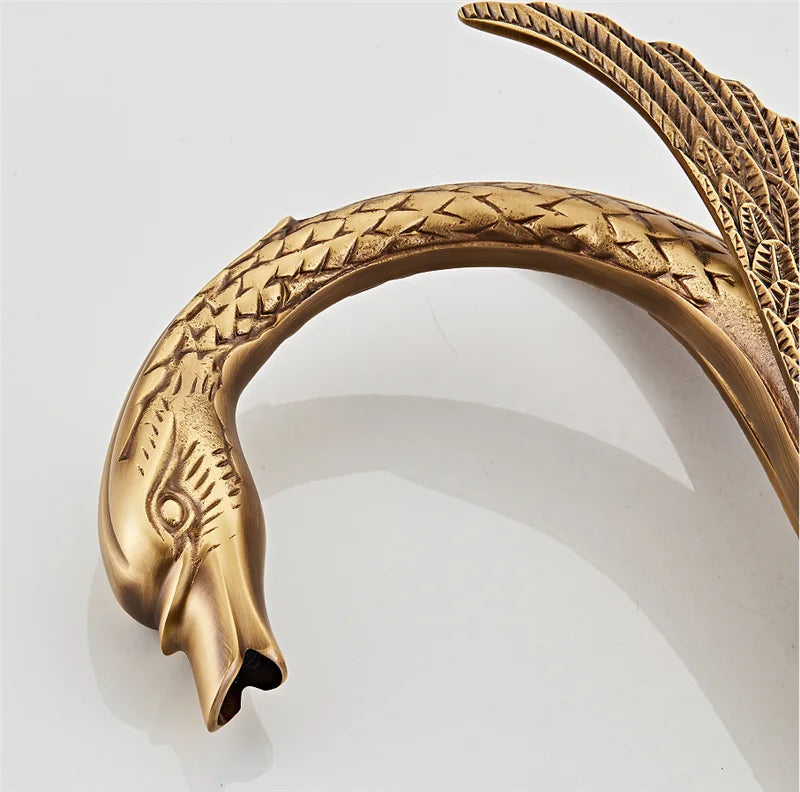 Swan-Shaped Waterfall Brass Bathroom Sink Faucet