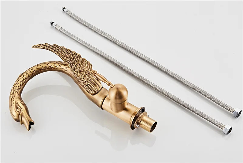 Swan-Shaped Waterfall Brass Bathroom Sink Faucet