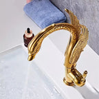 Swan-Shaped Waterfall Brass Bathroom Sink Faucet