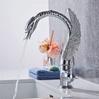 Swan-Shaped Waterfall Brass Bathroom Sink Faucet