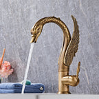 Swan-Shaped Waterfall Brass Bathroom Sink Faucet