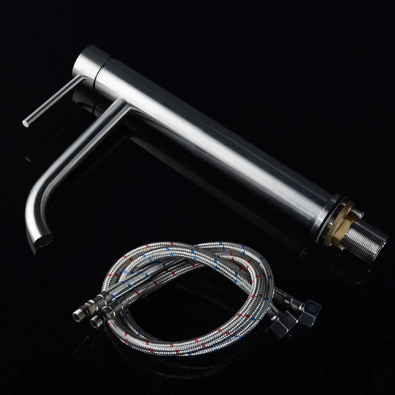 Tall Single-Handle Stainless Steel Basin Faucet