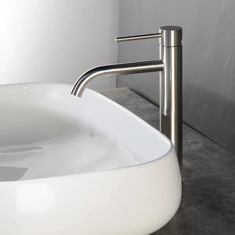 Tall Single-Handle Stainless Steel Basin Faucet
