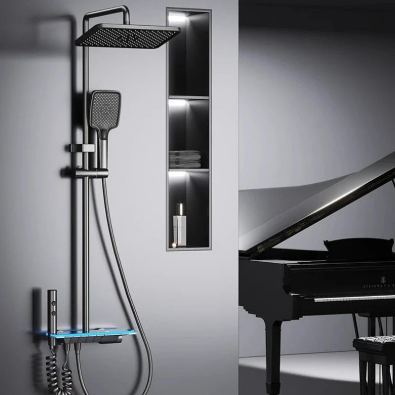 Temperature Display & Ambient Lighting Stainless Steel Shower System