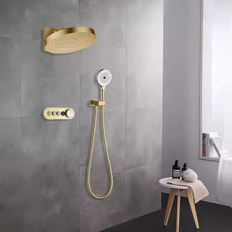 Thermostatic Solid Brass Rainfall Shower Set (Wall-Mounted)