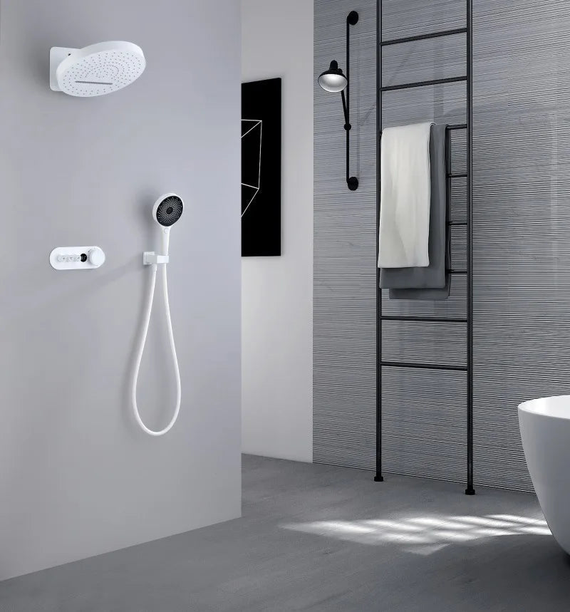 Thermostatic Solid Brass Rainfall Shower Set (Wall-Mounted)