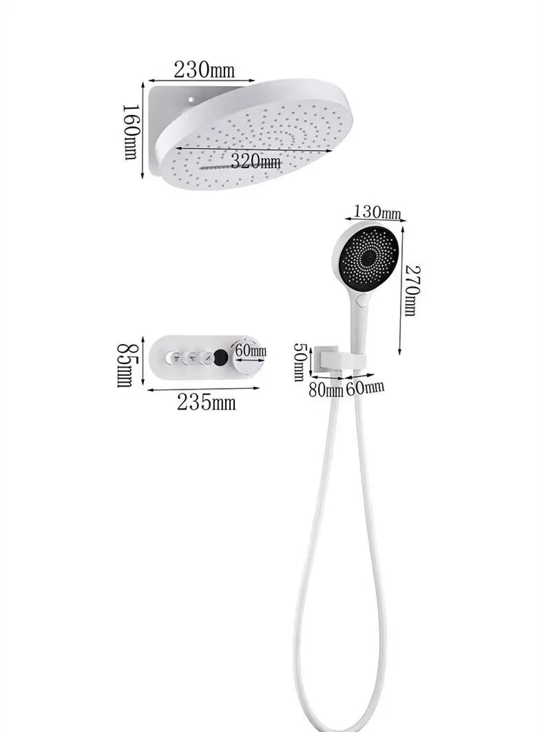 Thermostatic Solid Brass Rainfall Shower Set (Wall-Mounted)