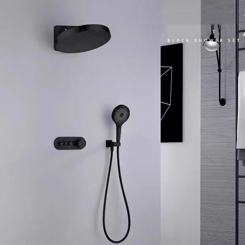 Thermostatic Solid Brass Rainfall Shower Set (Wall-Mounted)