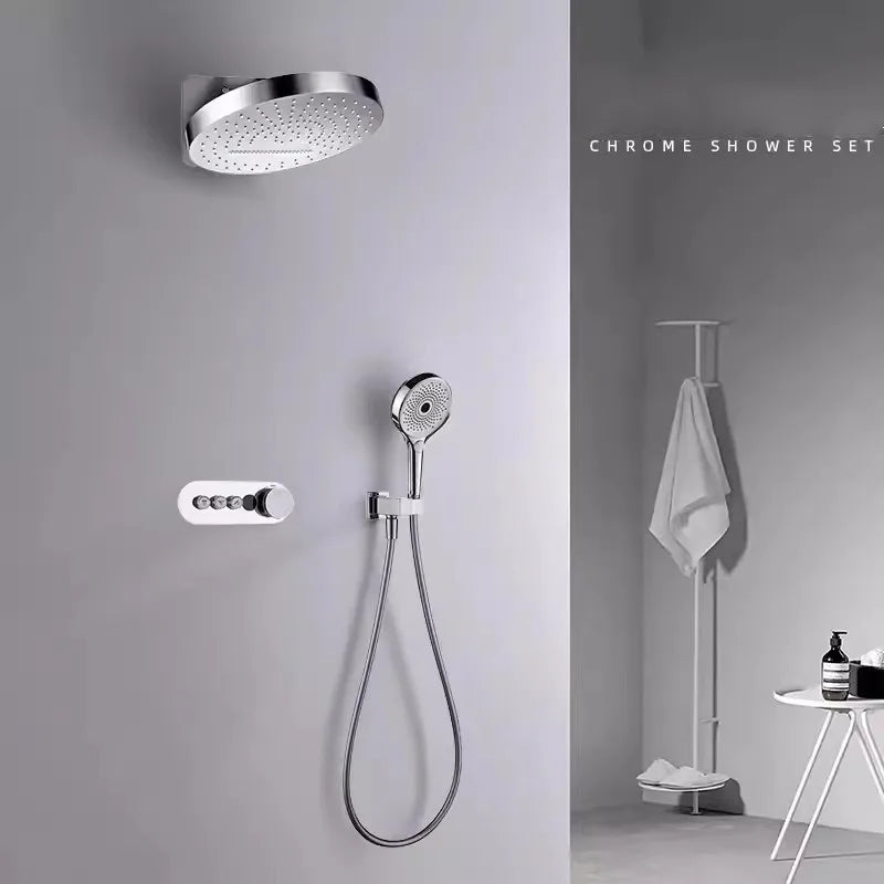 Thermostatic Solid Brass Rainfall Shower Set (Wall-Mounted)