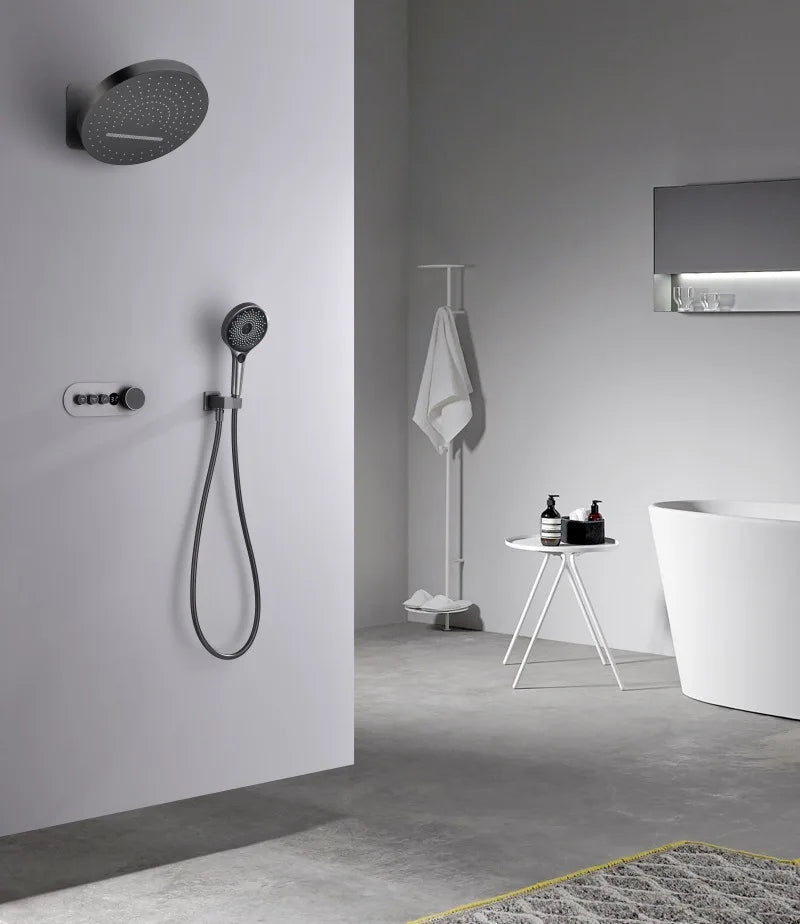 Thermostatic Solid Brass Rainfall Shower Set (Wall-Mounted)