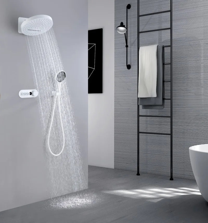 Thermostatic Solid Brass Rainfall Shower Set (Wall-Mounted)