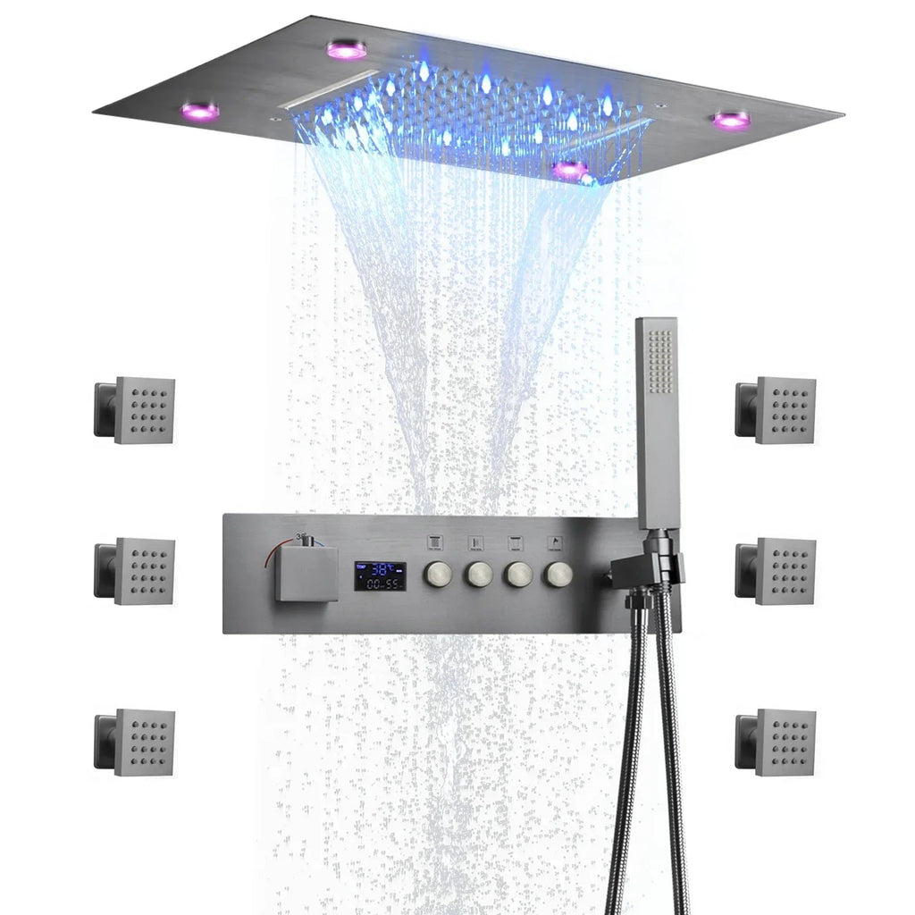 Thermostatic Solid Brass Shower Valve (Water-Powered LED Display)