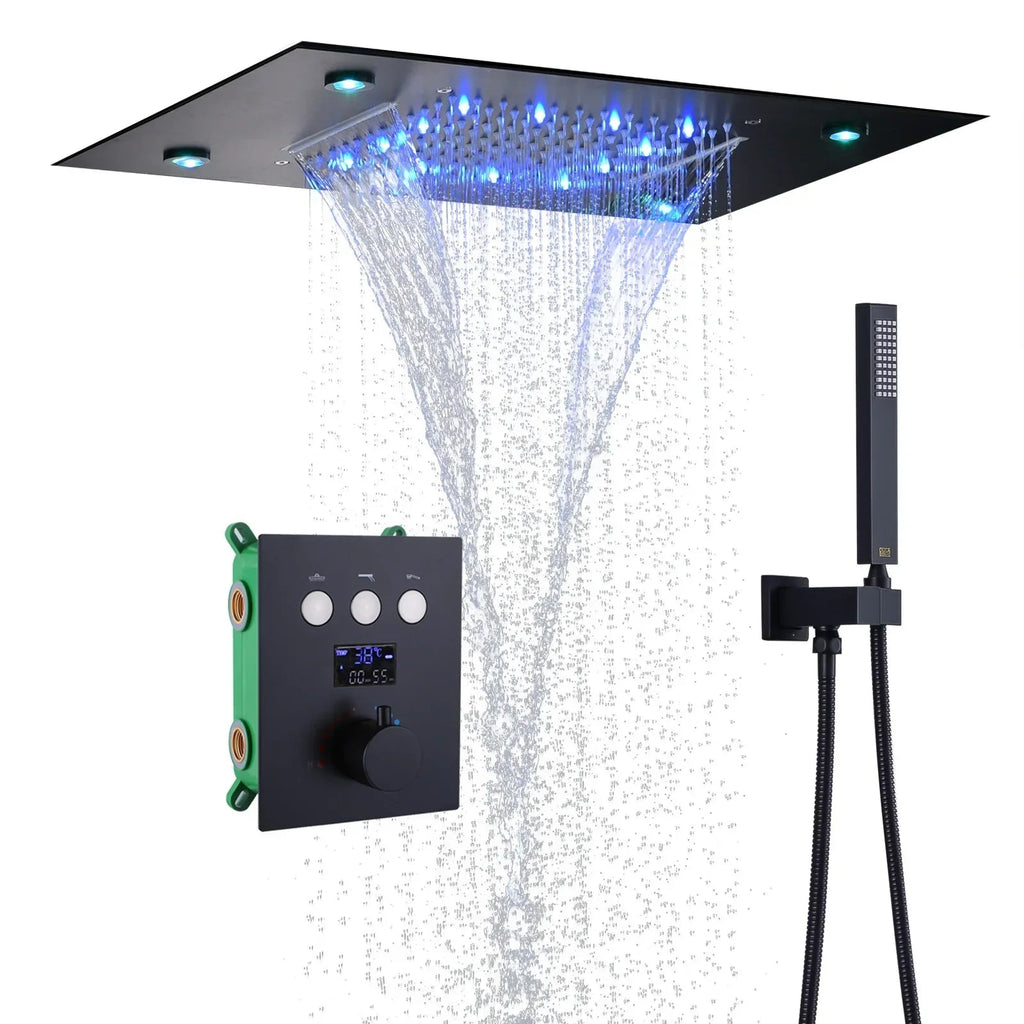 Thermostatic Solid Brass Shower Valve (Water-Powered LED Display)