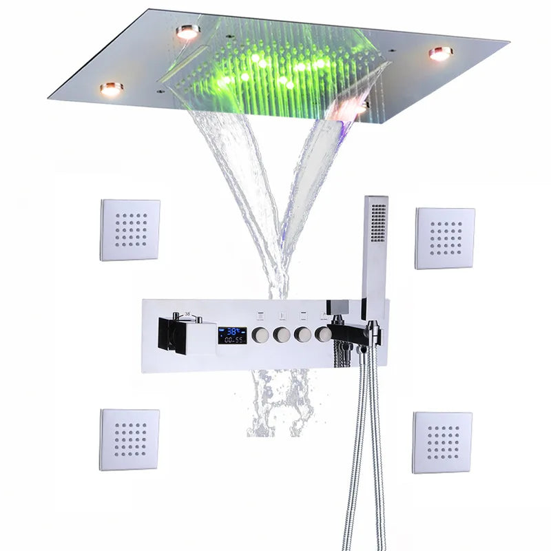 Thermostatic Solid Brass Shower Valve (Water-Powered LED Display)
