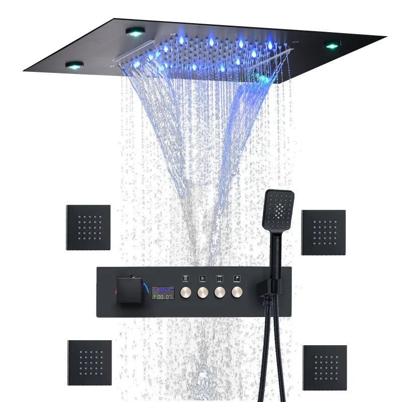Thermostatic Solid Brass Shower Valve (Water-Powered LED Display)