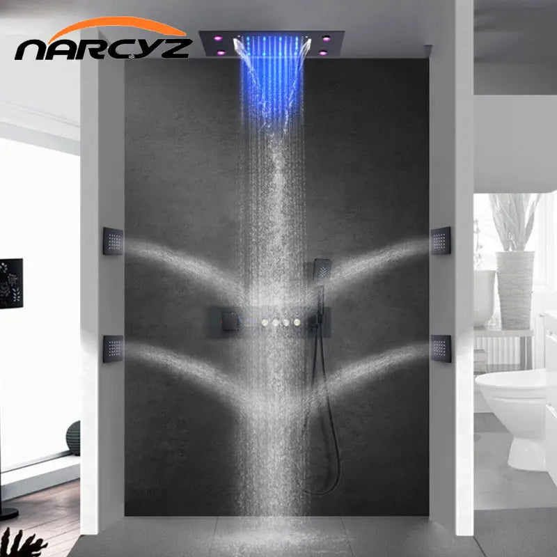 Thermostatic Solid Brass Shower Valve (Water-Powered LED Display)