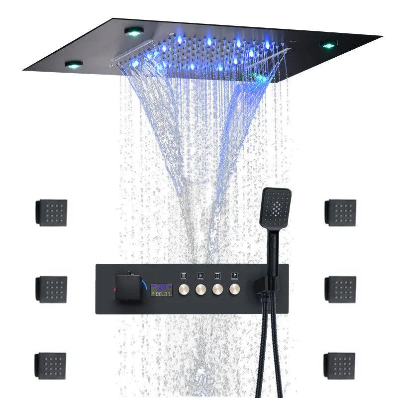 Thermostatic Solid Brass Shower Valve (Water-Powered LED Display)