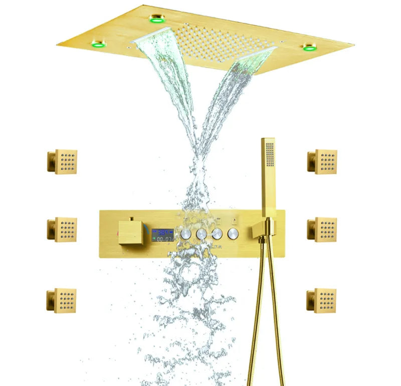 Thermostatic Solid Brass Shower Valve (Water-Powered LED Display)
