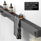 Thermostatic Stainless Steel Wall-Mount Rainfall Shower System (59-Inch Shelf & Towel Bar)