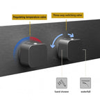 Thermostatic Stainless Steel Wall-Mount Rainfall Shower System (59-Inch Shelf & Towel Bar)