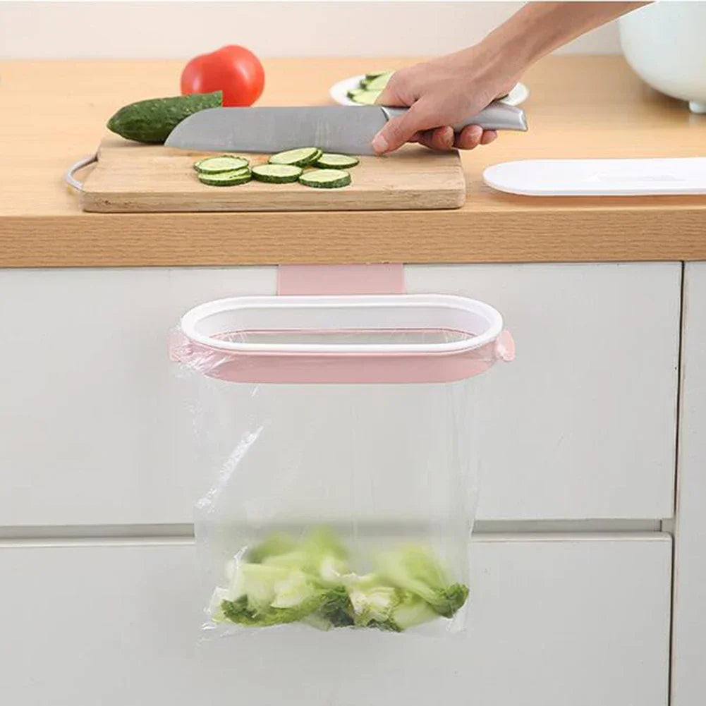 Tool-Free Over-Cabinet Trash Bag Holder