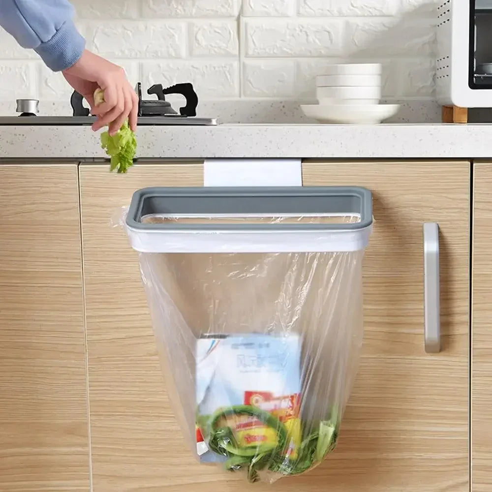Tool-Free Over-Cabinet Trash Bag Holder