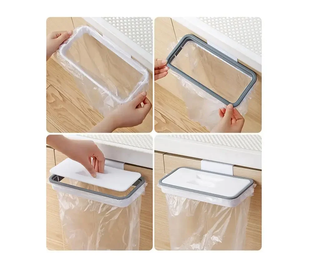 Tool-Free Over-Cabinet Trash Bag Holder