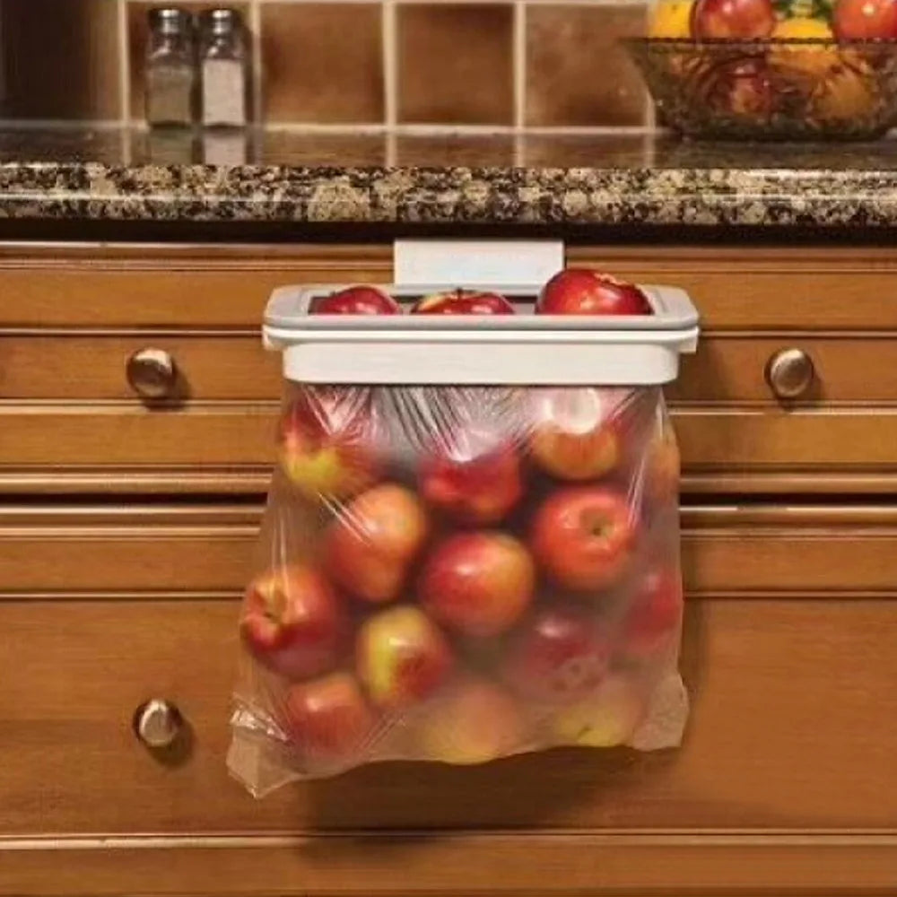 Tool-Free Over-Cabinet Trash Bag Holder