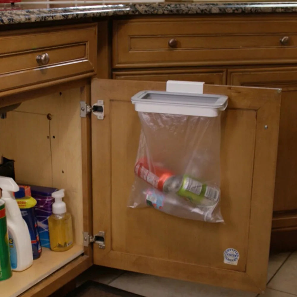 Tool-Free Over-Cabinet Trash Bag Holder