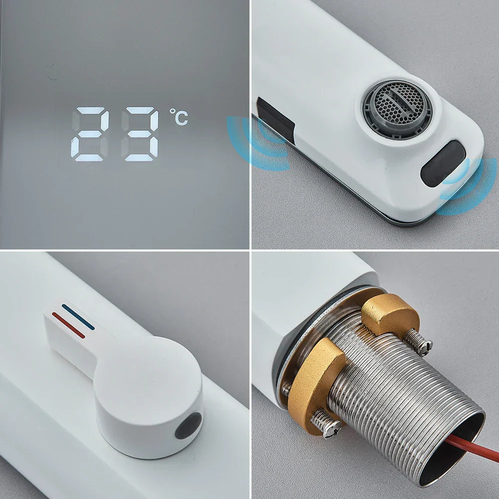 Touchless LED Temperature Bathroom Faucet (Single-Hole)