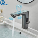 Touchless LED Temperature Bathroom Faucet (Single-Hole)